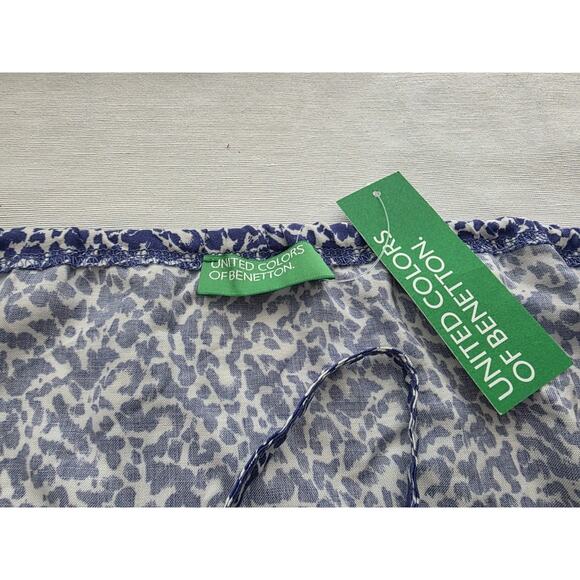 United colors of bennetton Peasant Women's Blouse Top Tie Neck Size Large NEW - Picture 8 of 14